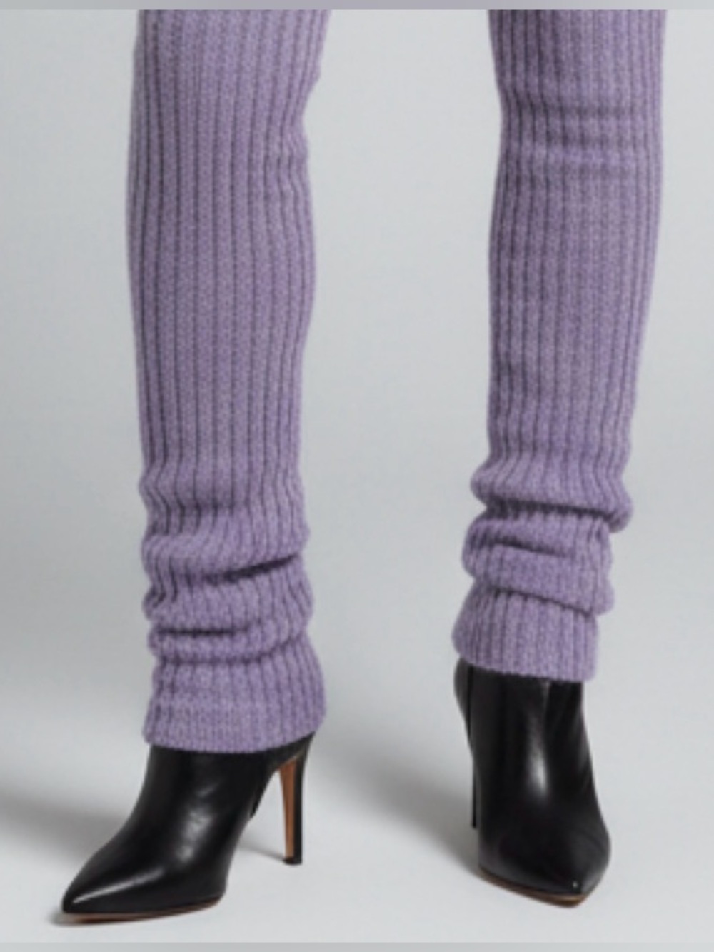 Purple Ribbed Knit Leg Warmers